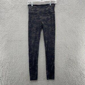 Spanx Black Camo Faux Leather Shaping‎ Slimming Leggings Size Medium High Rise